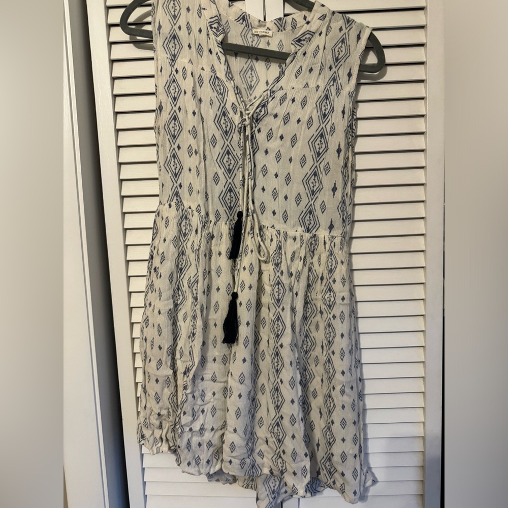 White and blue patterned dress from boutique